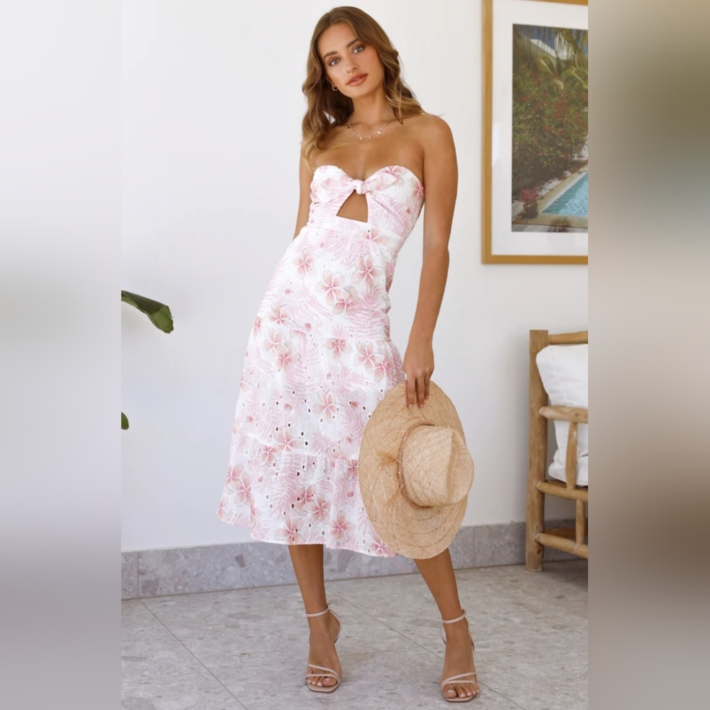 Hello Molly Dedicated To The Sun Midi Sundress Floral Watercolor Size XS